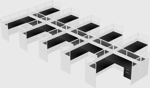 Shared l-shaped cubicle