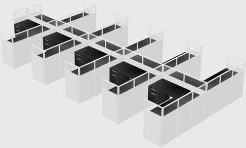 Shared l-shaped cubicle