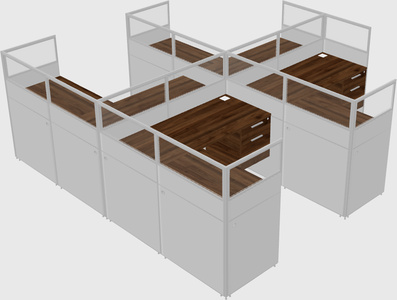 Shared l-shaped cubicle