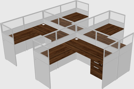 Shared l-shaped cubicle