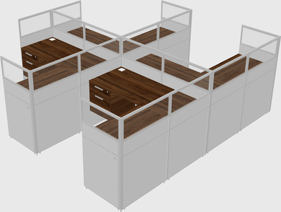 Shared l-shaped cubicle
