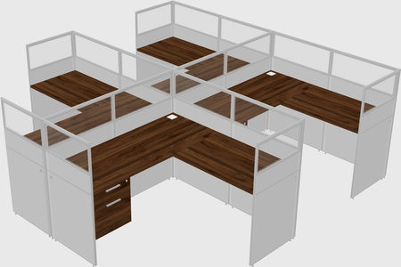 Shared l-shaped cubicle