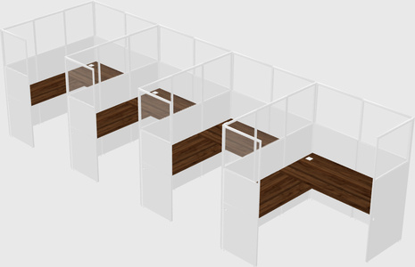Shared l-shaped cubicle