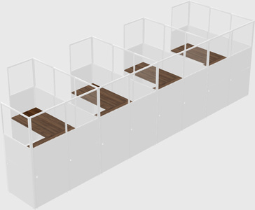 Shared l-shaped cubicle
