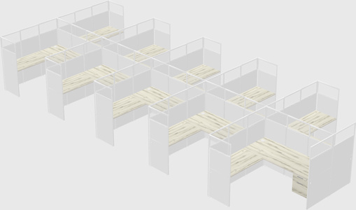 Shared l-shaped cubicle