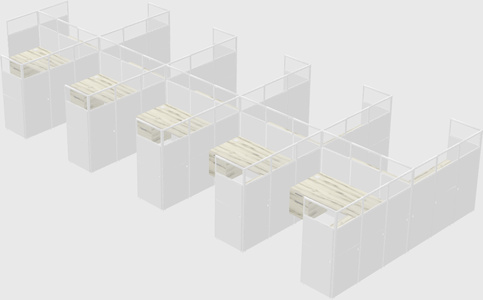 Shared l-shaped cubicle