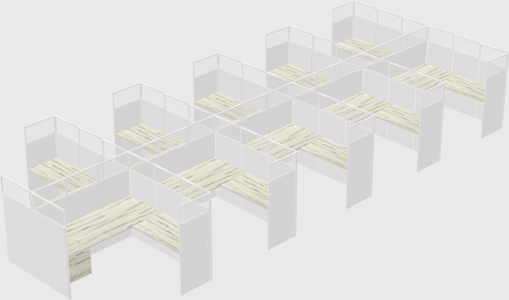 Shared l-shaped cubicle