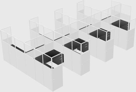 Shared l-shaped cubicle