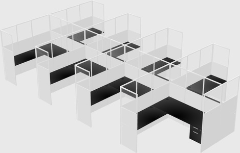 Shared l-shaped cubicle