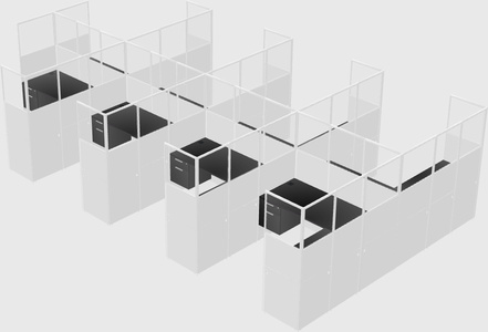 Shared l-shaped cubicle
