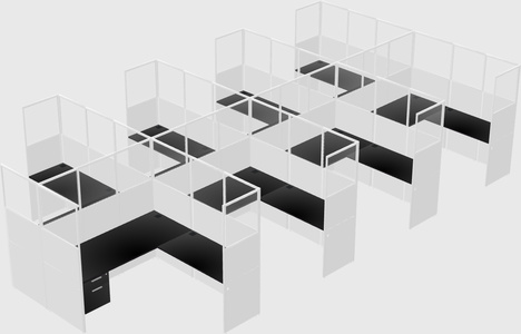 Shared l-shaped cubicle