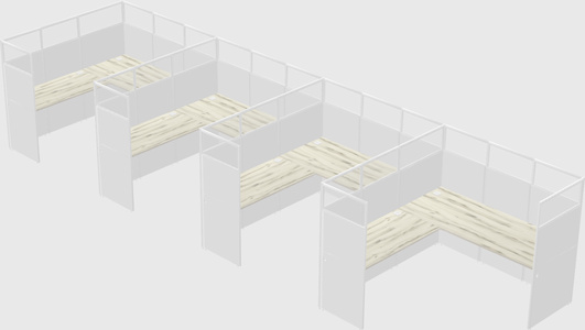 Shared l-shaped cubicle