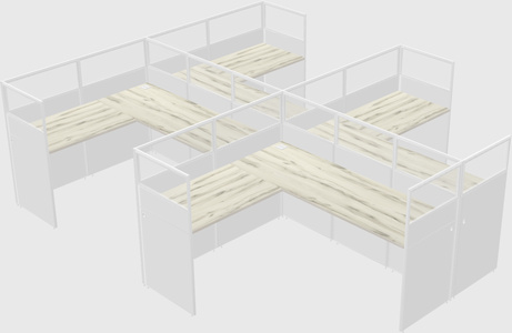 Shared l-shaped cubicle