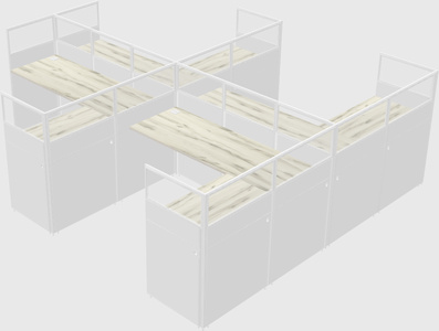 Shared l-shaped cubicle
