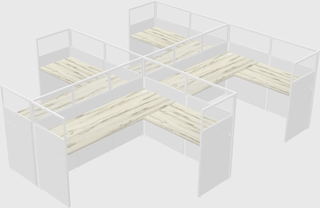 Shared l-shaped cubicle