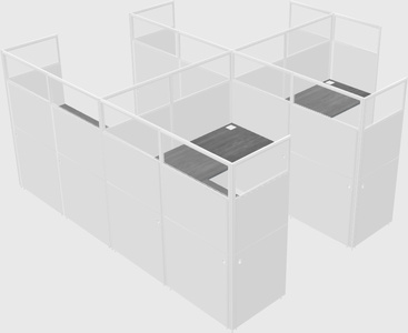 Shared l-shaped cubicle