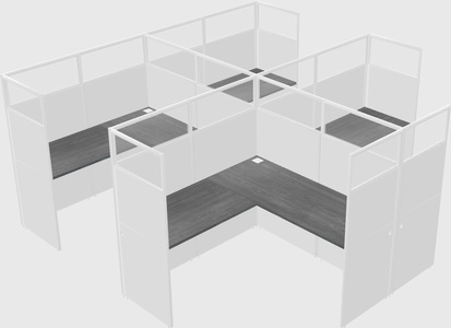 Shared l-shaped cubicle