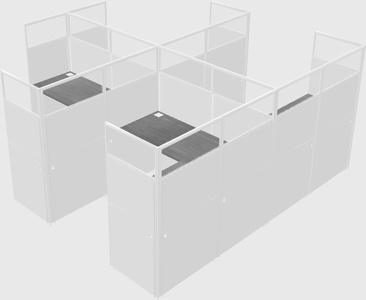 Shared l-shaped cubicle
