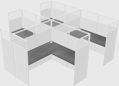 Shared l-shaped cubicle