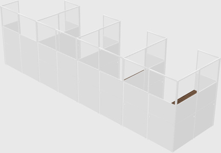 Shared l-shaped cubicle