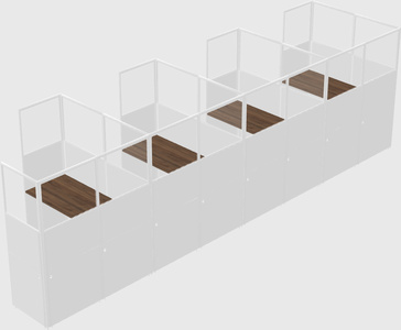 Shared l-shaped cubicle