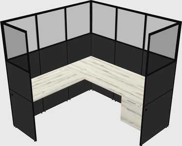 Shared l-shaped cubicle