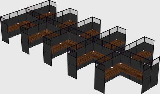 Shared l-shaped cubicle