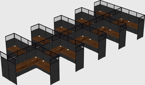 Shared l-shaped cubicle