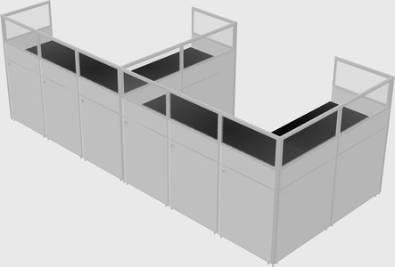 Shared l-shaped cubicle