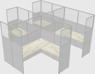 Shared l-shaped cubicle