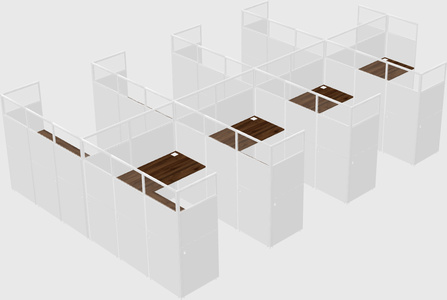 Shared l-shaped cubicle