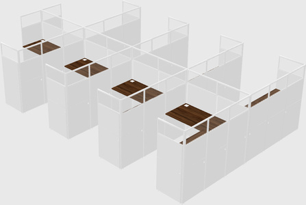 Shared l-shaped cubicle