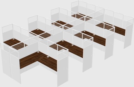 Shared l-shaped cubicle