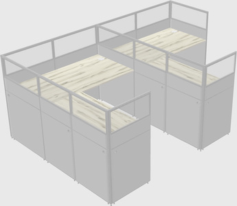 Shared l-shaped cubicle
