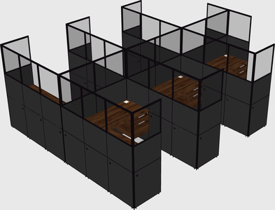 Shared l-shaped cubicle