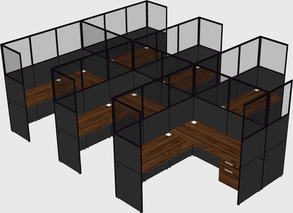 Shared l-shaped cubicle