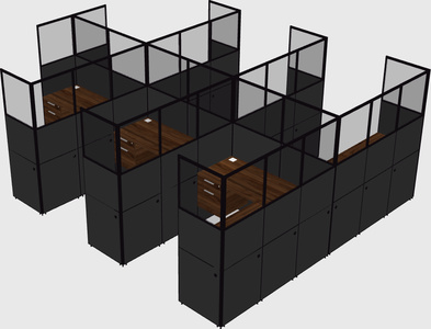 Shared l-shaped cubicle