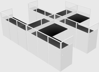 Shared l-shaped cubicle