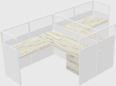 Shared l-shaped cubicle