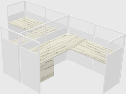 Shared l-shaped cubicle