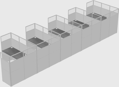 Shared l-shaped cubicle