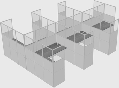 Shared l-shaped cubicle