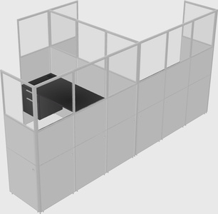 Shared l-shaped cubicle