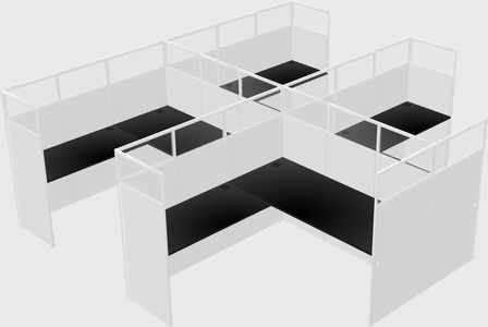 Shared l-shaped cubicle