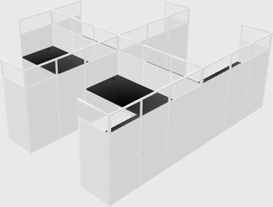 Shared l-shaped cubicle