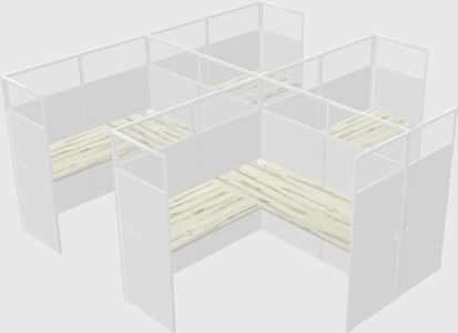 Shared l-shaped cubicle