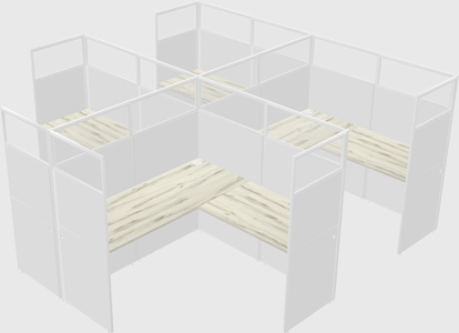 Shared l-shaped cubicle