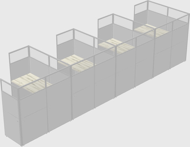 Shared l-shaped cubicle