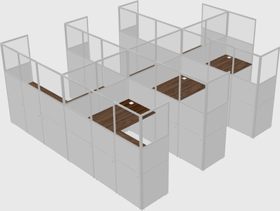 Shared l-shaped cubicle