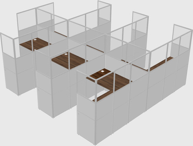 Shared l-shaped cubicle